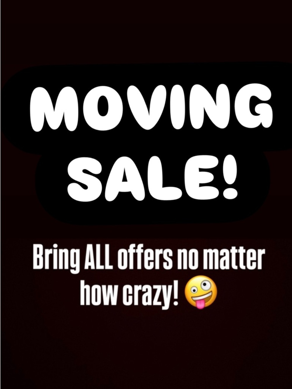 Moving Sale Graphic - Black & White Text